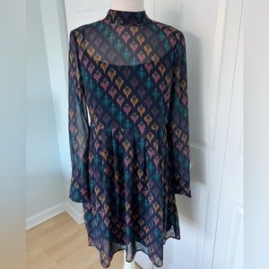 TED BAKER London   Multi Color Sheer + Tank NWOT Dress US Size X Small